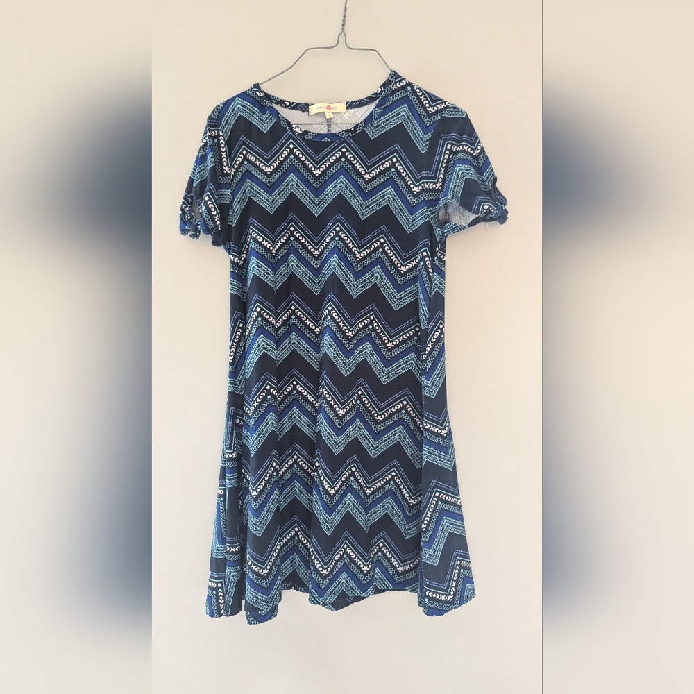 Wishful Park Navy and Teal Chevron Kids Dress